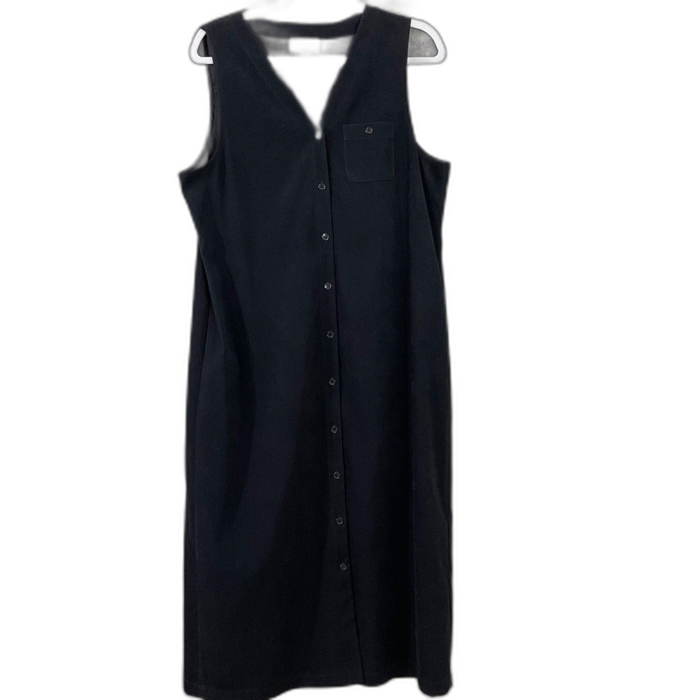 Talbots Petites Vintage Button Front Sleeveless MIDI Shift Dress Sz 12P pockets